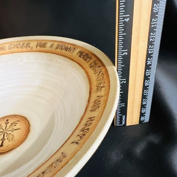 Exquisite Stoneware Studio Art Pottery Large Bowl Signed Christmas Blessing OOAK - Picture 8 of 9